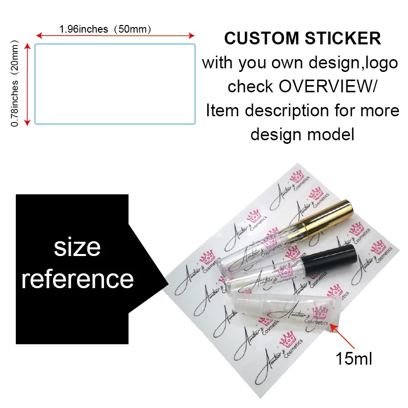 Free Shipping Custom Logo Print Lip Gloss Stickers Waterproof Beauty Make Up Clear Transparent Lipstick Tube Cosmetics Labels