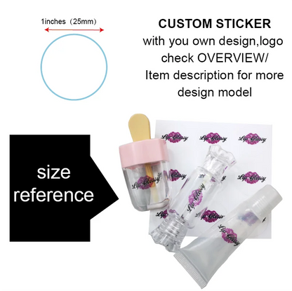 Free Shipping Custom Logo Print Lip Gloss Stickers Waterproof Beauty Make Up Clear Transparent Lipstick Tube Cosmetics Labels