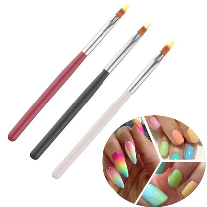 1pcs Nail Brush Pen UV Gel Gradient Bloom Nail Art Painting Wood Handle Nylon Hair Black White Red Draw Manicure Nail Tool