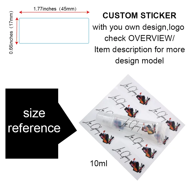 Free Shipping Custom Logo Print Lip Gloss Stickers Waterproof Beauty Make Up Clear Transparent Lipstick Tube Cosmetics Labels