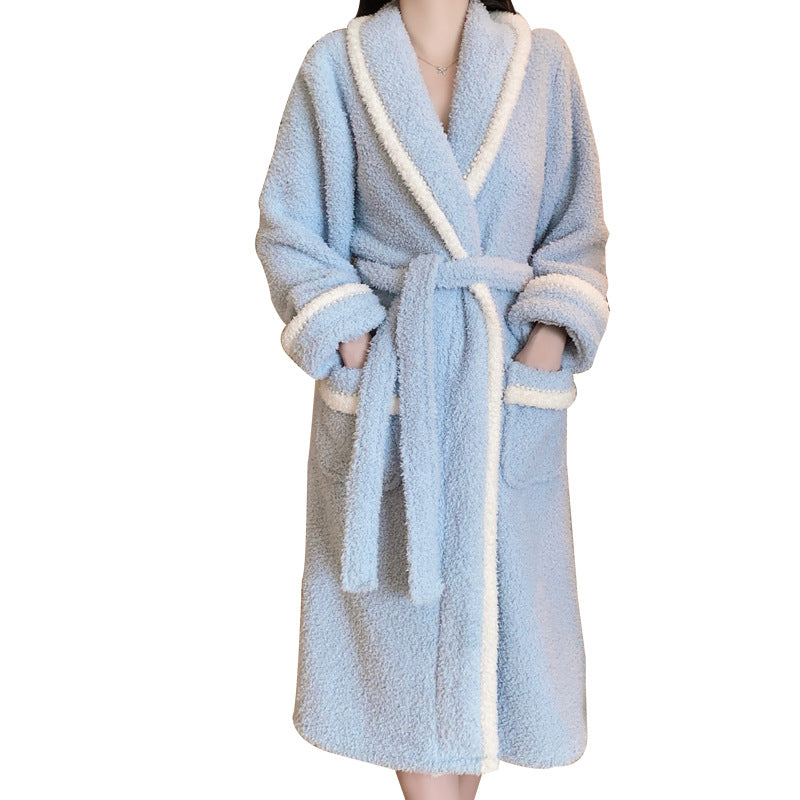 Mere Charming New Arrival Velvet Women's Intimates Hot Deep V Push up Cardigan Long Robe Home Lazy Suit