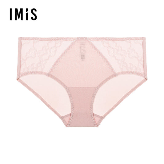 Aimei IMIS Underwear Women's Intimates Sexy Lace Antibacterial Bottom Crotch Mid-Waist Boxers Im23bnr1