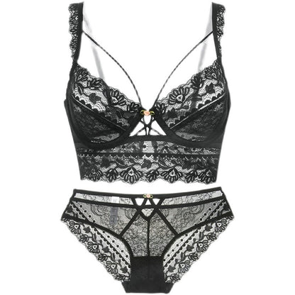 Victoria Natural-looking Sexy Lace Bra Set Ultra-Thin Accessory Breast Push up Bra Sexy Lady Underwear