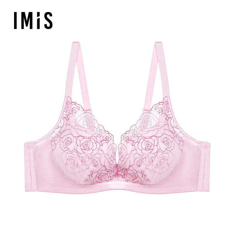 Aimei Bra for Women Intimates New Silk Lace Wireless 3/4 Medium Thickness Gathering Bra Im17brm1