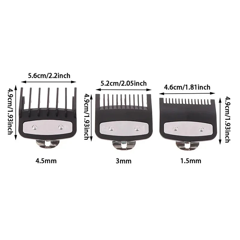 Black Limit Comb Set Hair Clipper Guards Guide Combs Trimmer Styling Tools Attachment Compatible 1.5mm 3mm 4.5mm 1Pcs