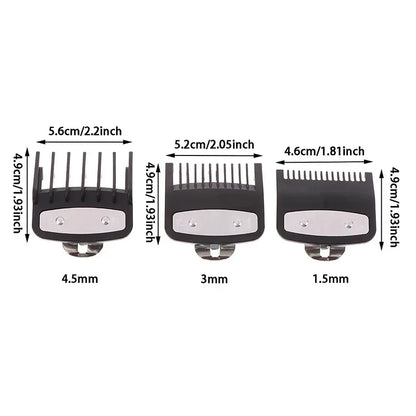 Black Limit Comb Set Hair Clipper Guards Guide Combs Trimmer Styling Tools Attachment Compatible 1.5mm 3mm 4.5mm 1Pcs