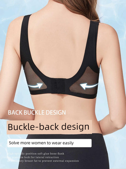 Seamless Breast Holding Hook and Eye Closure Vest Bra Breathable Mesh Bra Wireless Push-up Beauty Back Thin Women's Intimates