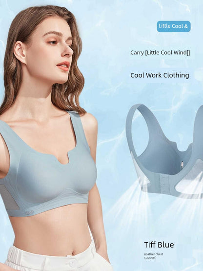 Seamless Breast Holding Hook and Eye Closure Vest Bra Breathable Mesh Bra Wireless Push-up Beauty Back Thin Women's Intimates