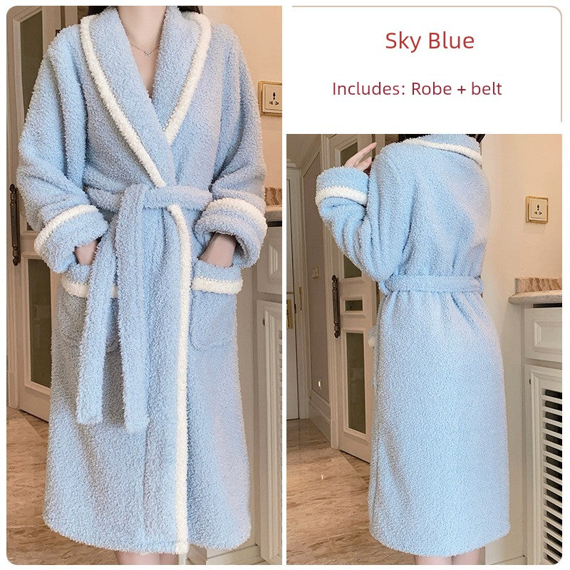 Mere Charming New Arrival Velvet Women's Intimates Hot Deep V Push up Cardigan Long Robe Home Lazy Suit