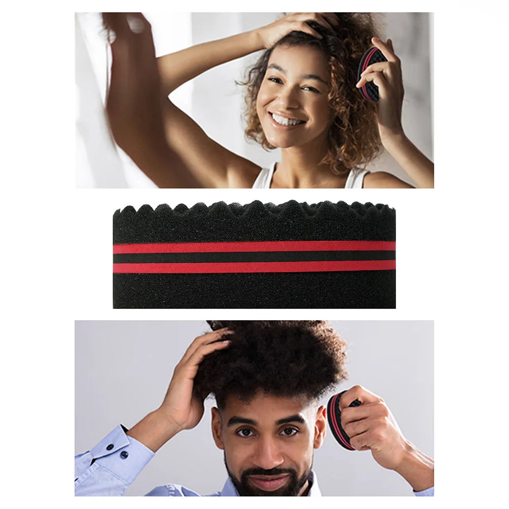 Barbershop Wave Shaped Hair Brush Afro Hair Styles Carbon Fiber Pick Comb 3pc Hair Comb Set Hair Sponge Wave Hairstyle Care Tool