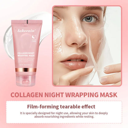 Collagen Jelly Cream Hydrolyzed Collagen Overnight Facial Mask Wrapping Peel-Off Mask Hydrating Firming Moisturizing SkinCare