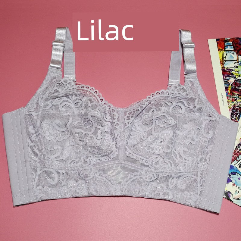 Chubby Girl Bra Full Cup All-Inclusive Wireless Sponge-Free Ultra-Thin Lace Natural-looking 95F Women's Intimates 90C